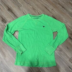 Y2K American Eagle Outfitters Neon Green Long Sleeve Thermal Tee